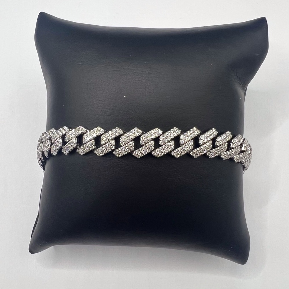 925 Sterling Silver 4.93CT MOISSANITE MONaCO Link Men’s Bracelet Size 8”